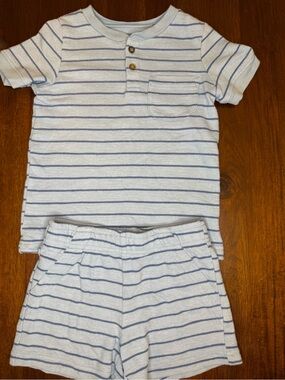 Carter's Light Blue Striped Tee with Navy Accents